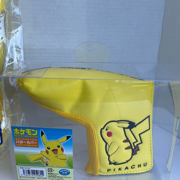 NEW Japan Pokemon Pikachu Yellow Golf Headcovers Putter Woods Hybrid - Set Of 2 - Picture 3 of 6